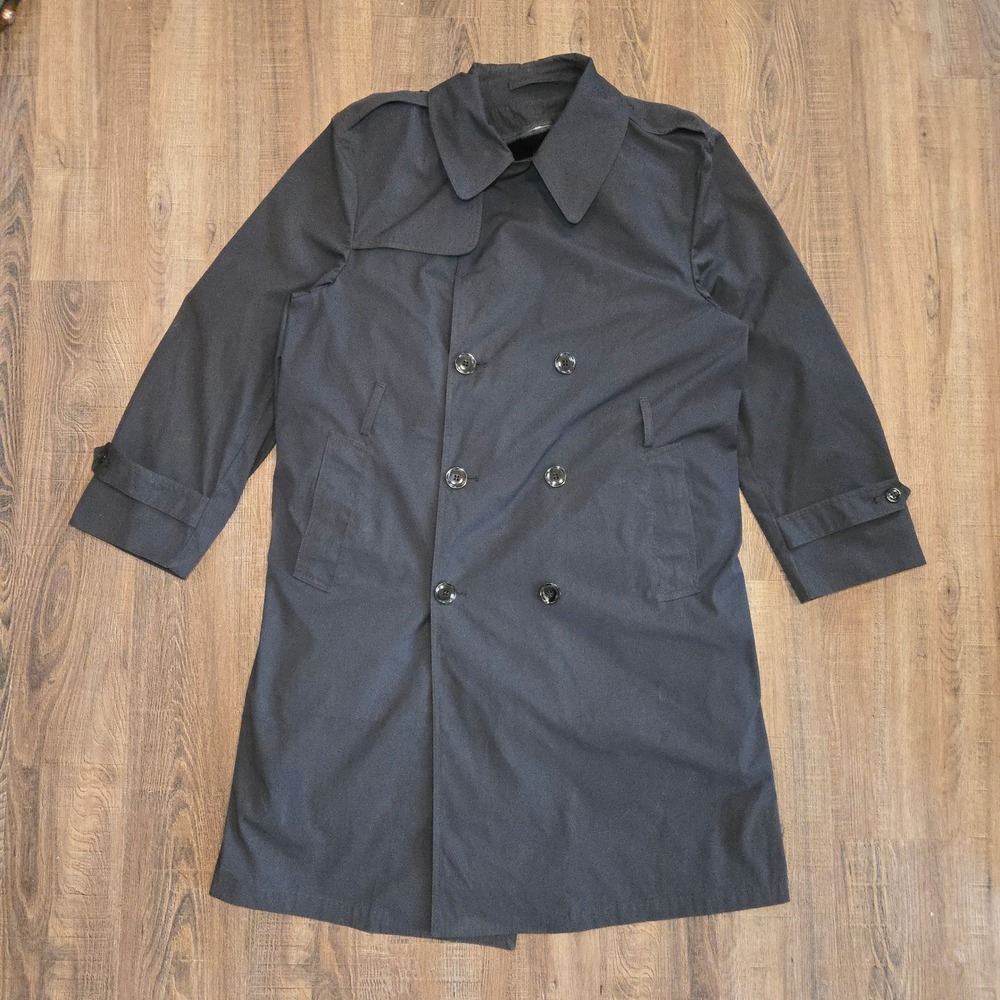 Military Trench Coat 44S Sterlingwear Boston Men's Black Removable Liner No Belt